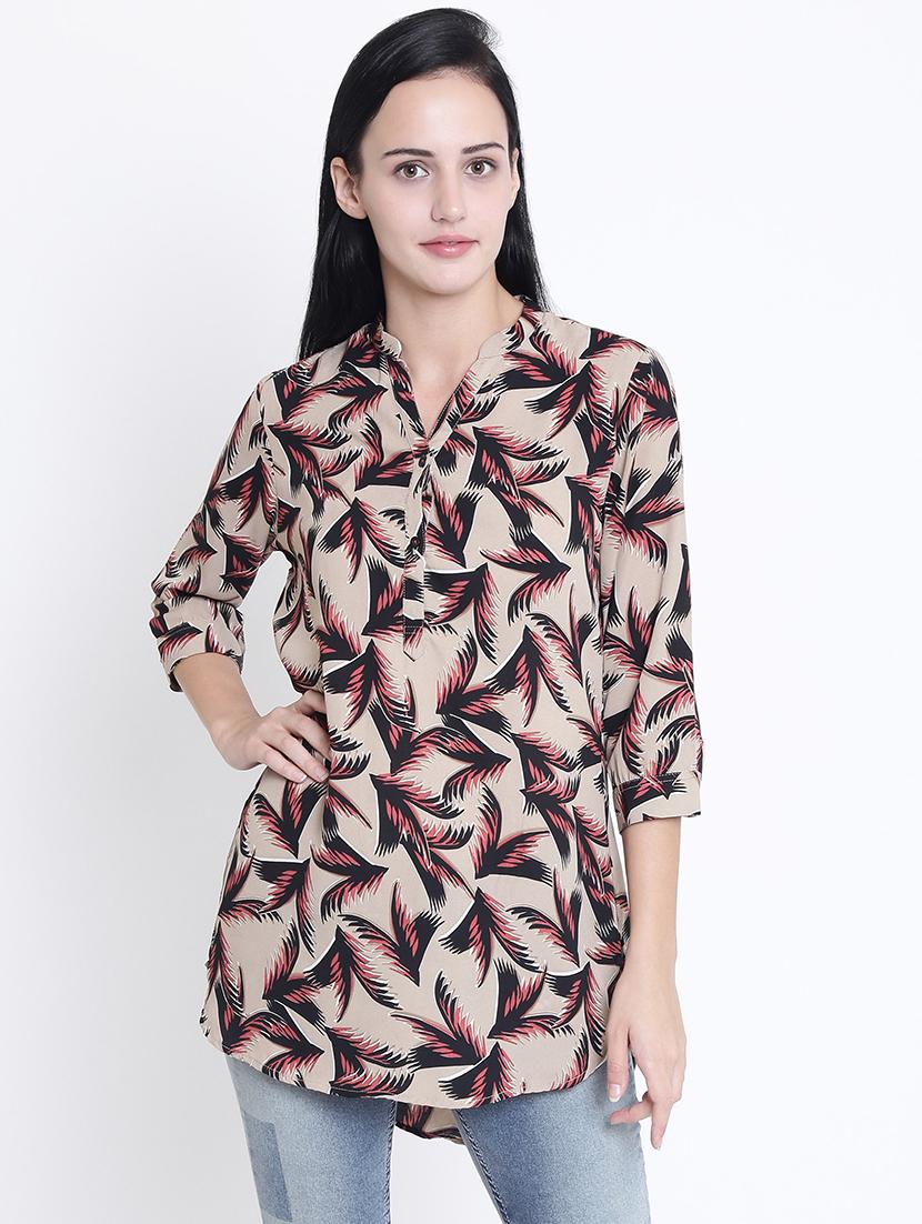 button detail mandarin collar tunic - 15721730 - Zoom Image - 0