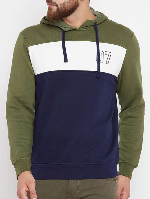 navy blue cotton color block sweatshirt - 15722225 - Standard Image - 0