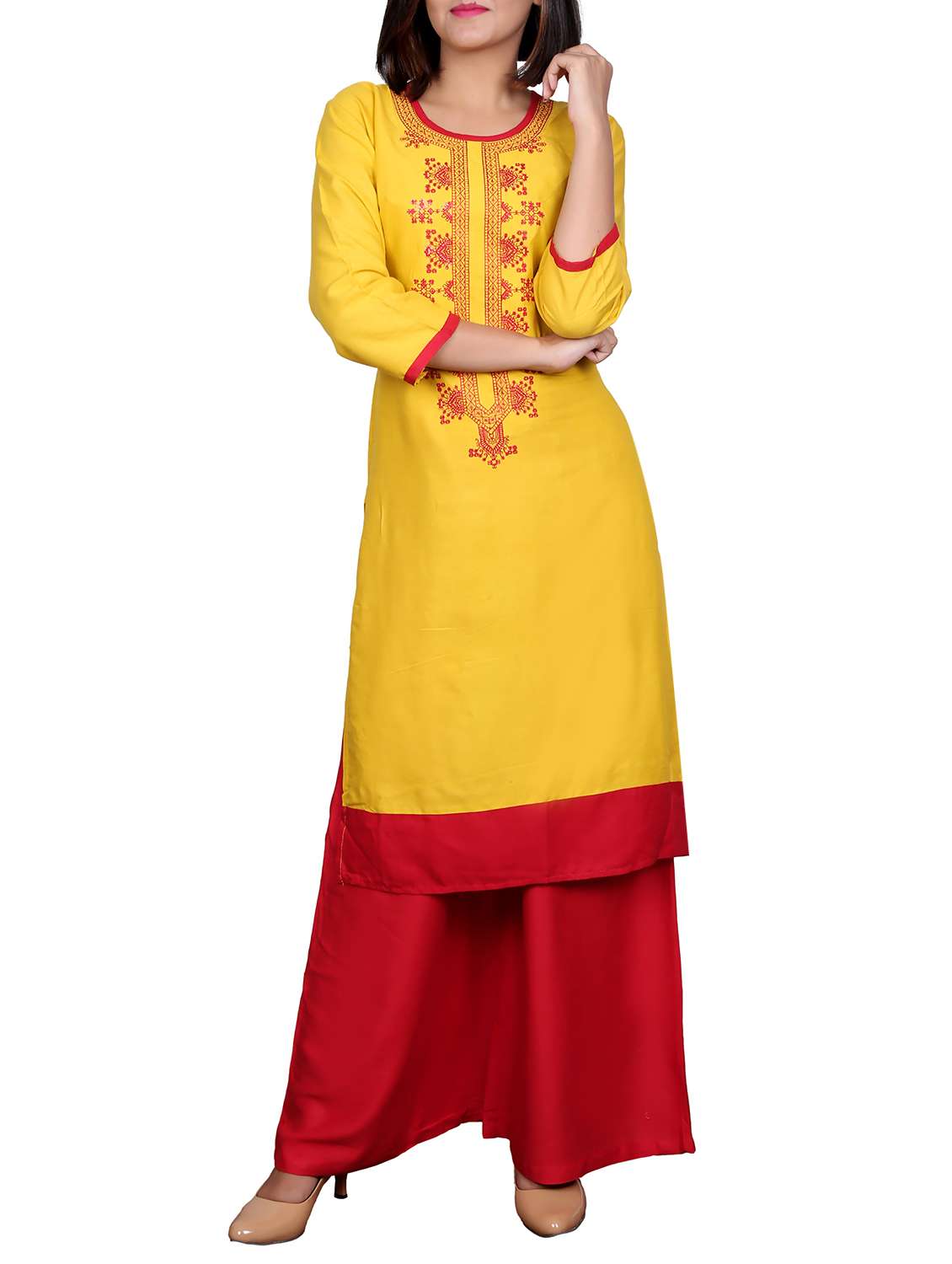 straight embroidered kurta - 15722495 - Zoom Image - 0