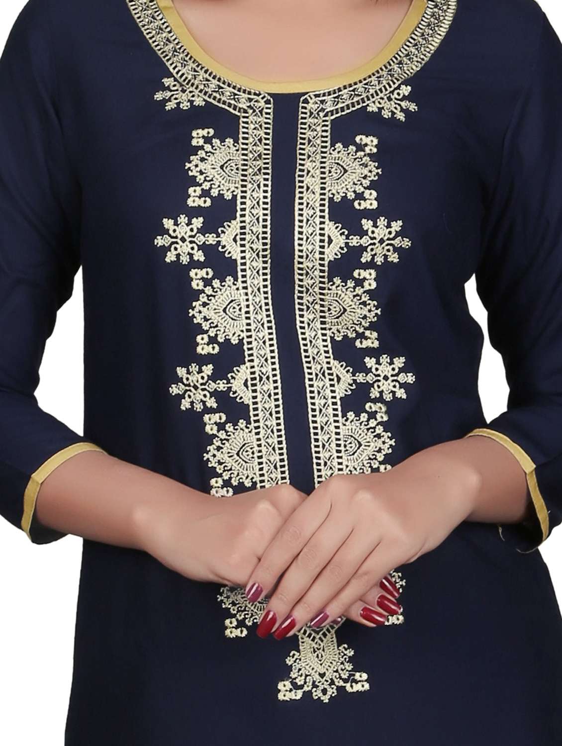 straight embroidered kurta - 15722496 -  Standard Image - 3