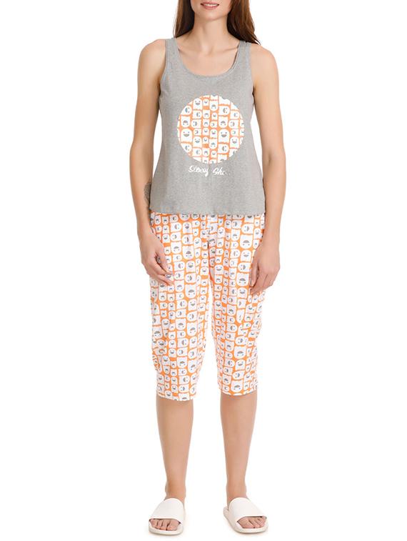 quirky print nightwear capri set - 15723429 - Zoom Image - 0
