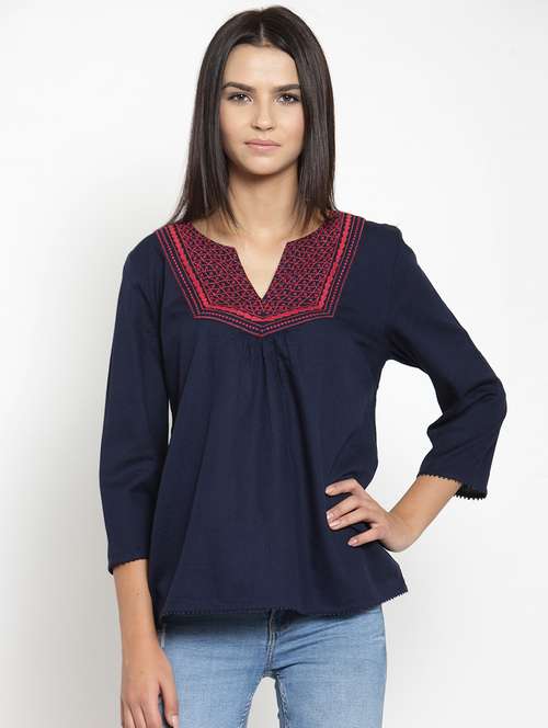 women's a line notch neck top - 15724120 -  Standard Image - 0