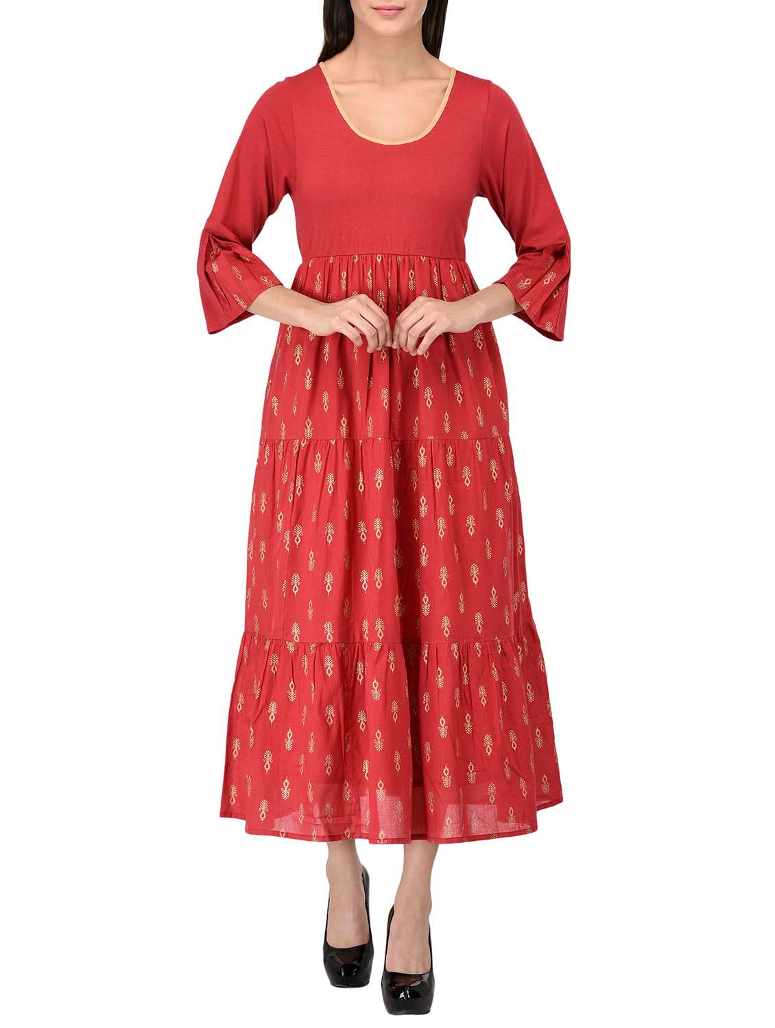 flared foil print kurta