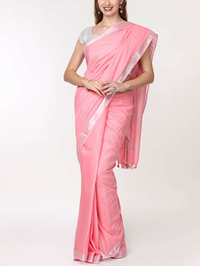 solid handloom saree with blouse