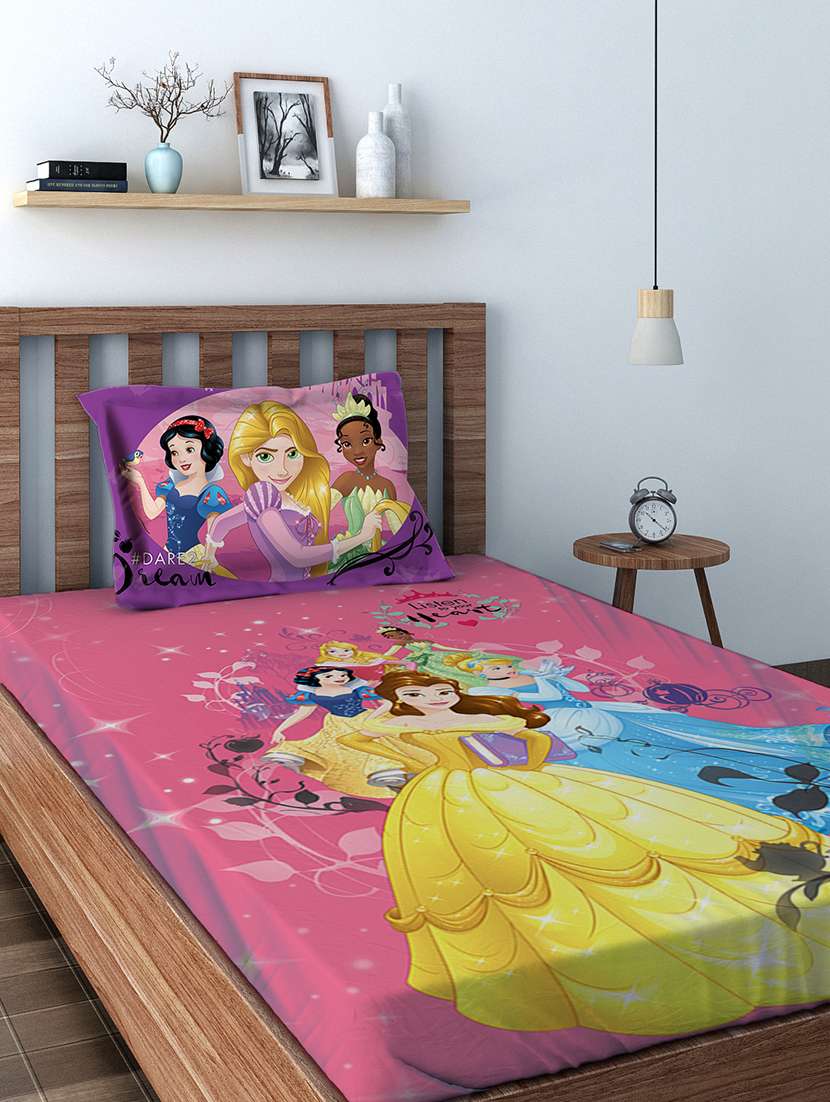 disney athom trendz princess digital single bedsheet (147x 223 cm)