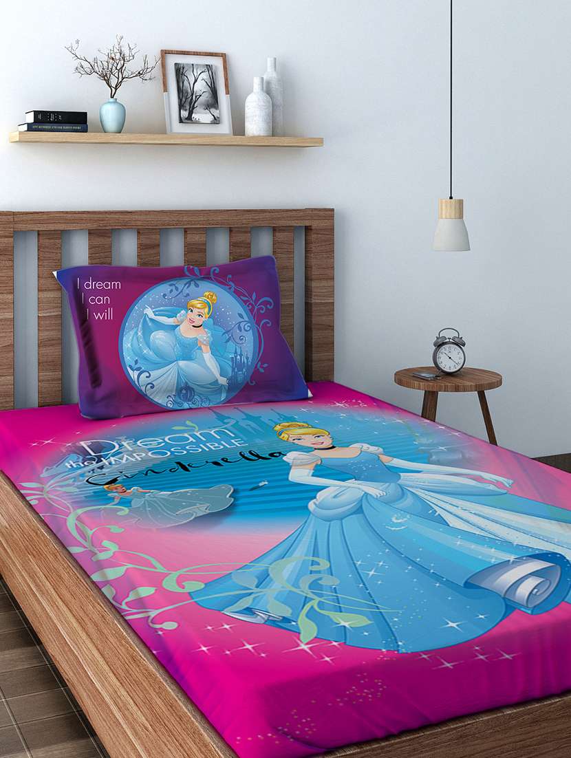 disney athom trendz princess digital single bedsheet (147x 223 cm)