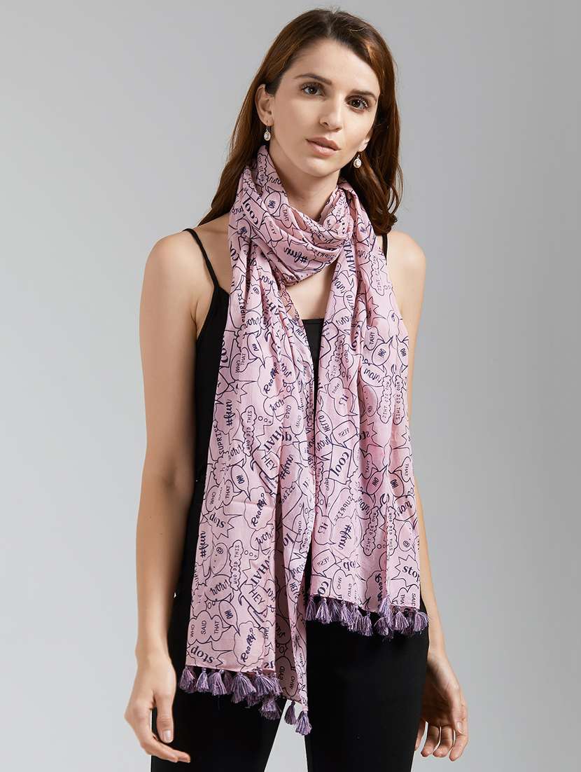Tassel Detail Printed Stole