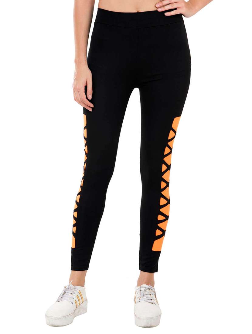 high waist criss-cross print jegging