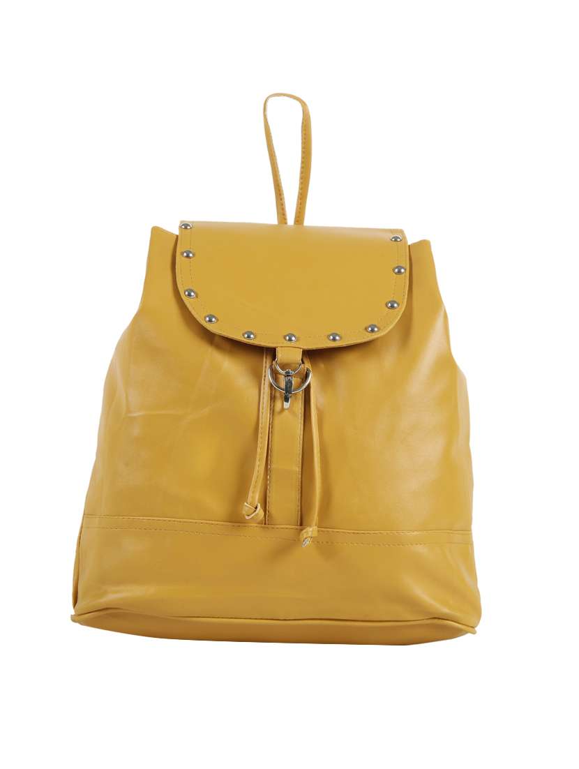 yellow leatherette (pu) fashion backpack