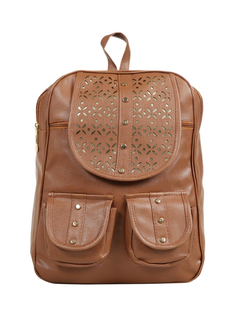 tan leatherette (pu) fashion backpack - 15737535 - Zoom Image - 0