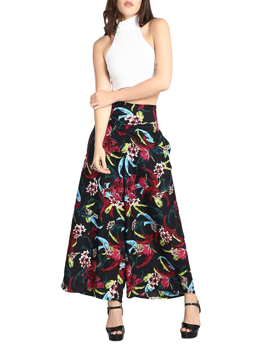 high waist floral flared palazzo - 15738258 -  Standard Image - 3