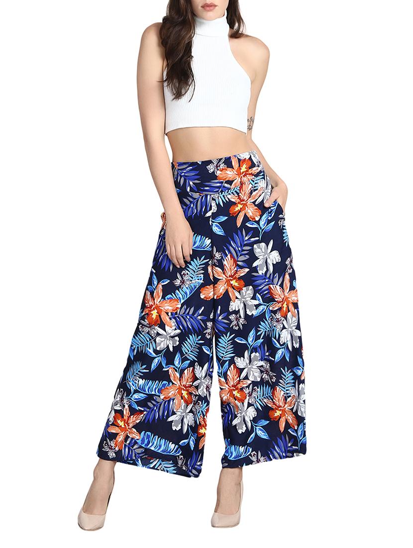 high waist floral flared palazzo - 15738260 - Standard Image - 3