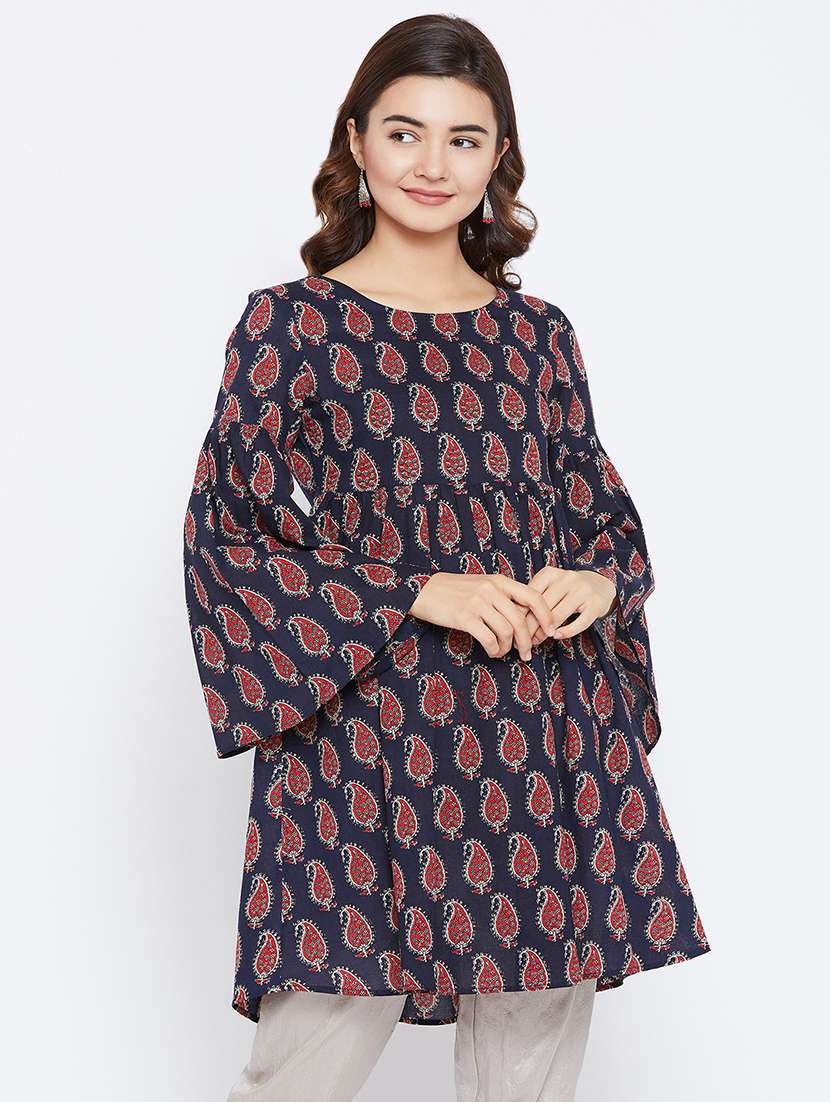 printed bell sleeves kurti