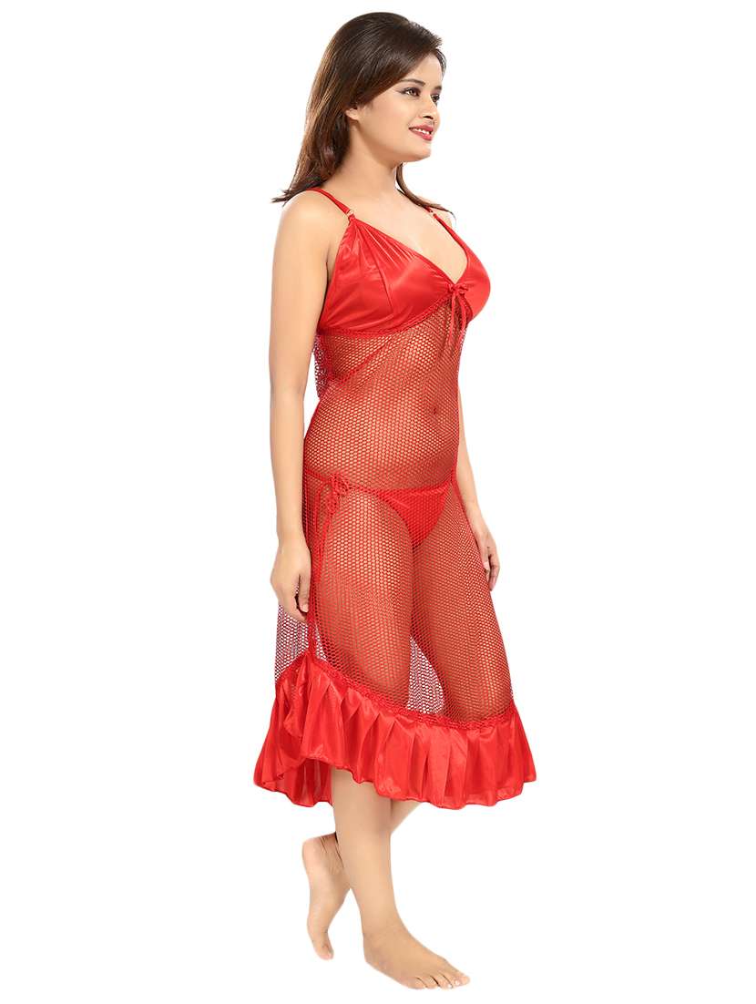 lace detail nighty with robe - 15739367 - Standard Image - 5