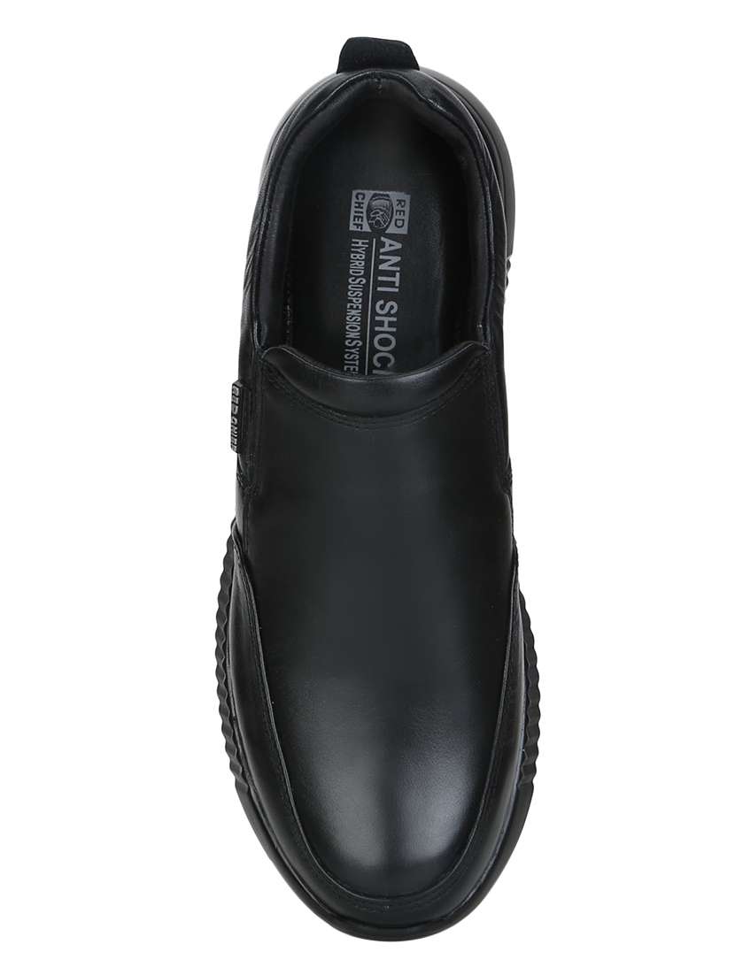 Buy online Red Chief Black Leather Casual Slip Ons from Casual