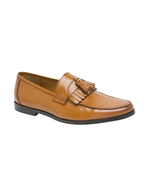 tan leather tassel slip ons - 15739871 -  Standard Image - 0