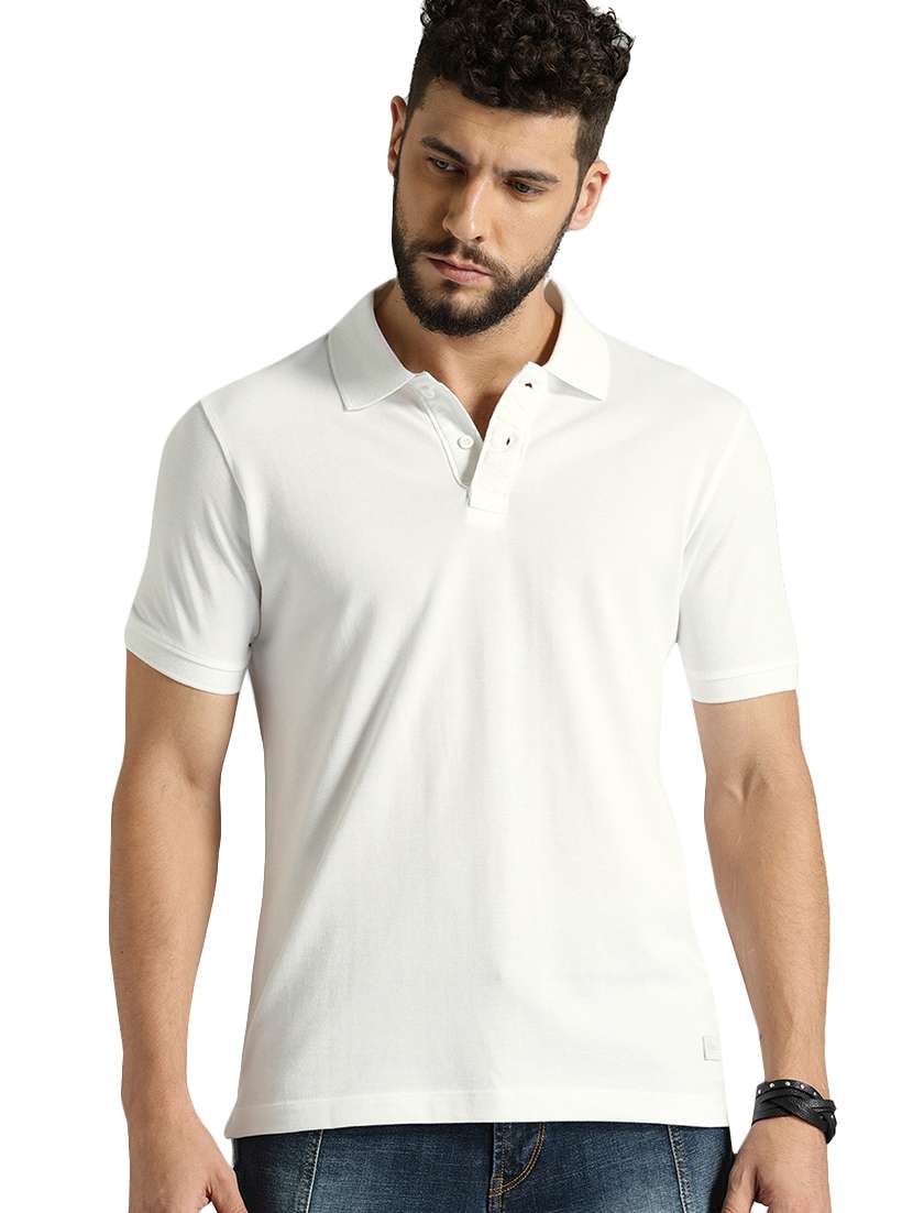 white cotton blend polo t-shirt - 15741041 - Zoom Image - 0