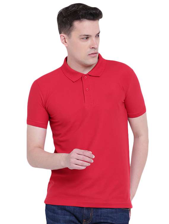 red cotton blend polo t-shirt