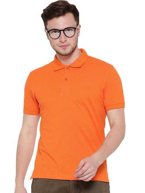 orange cotton blend polo t-shirt - 15741051 - Standard Image - 0