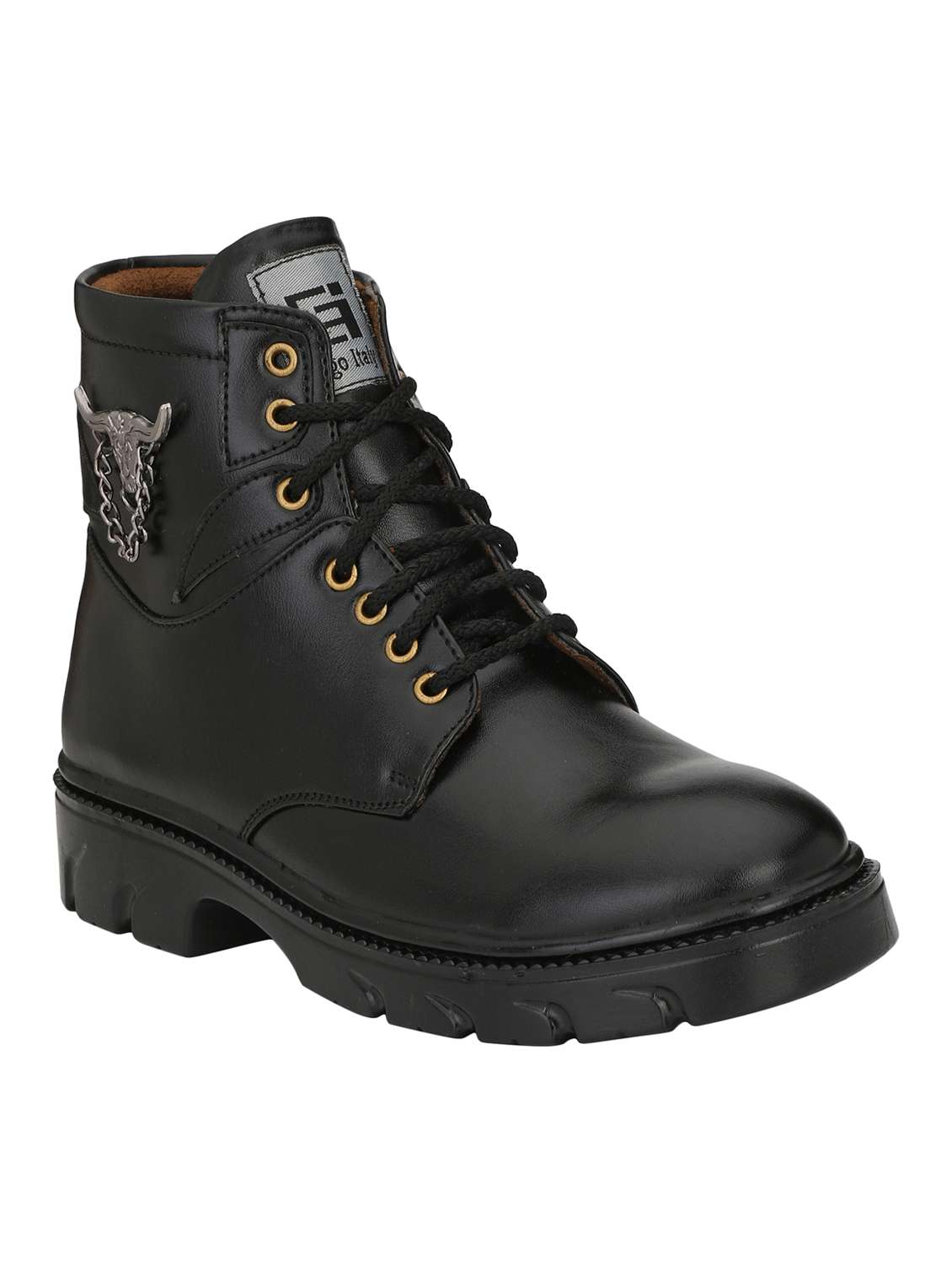 black leatherette high ankle boots - 15742550 - Zoom Image - 0