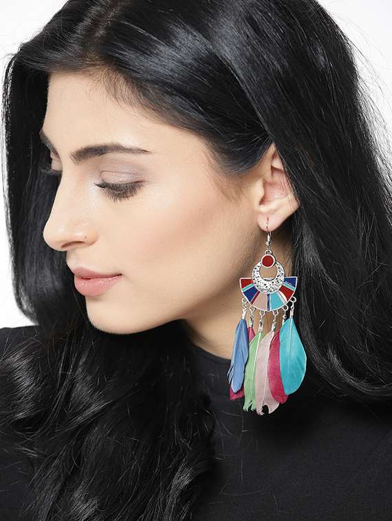 blue metal drop earring