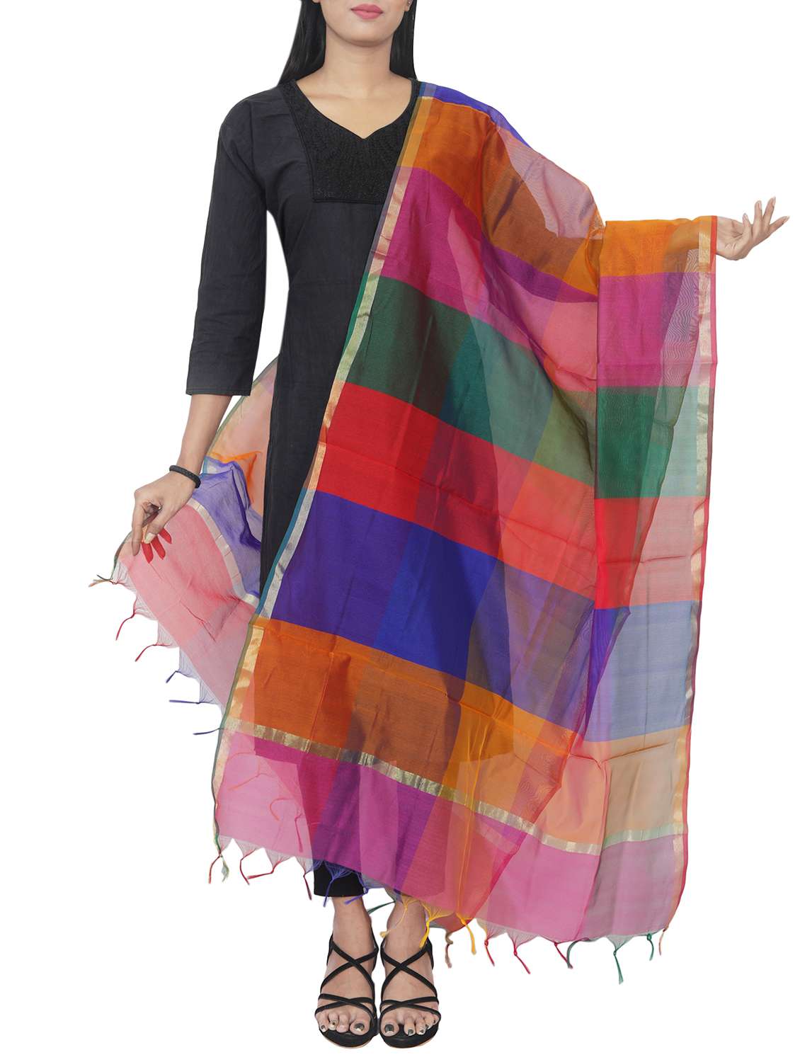 chanderi plain dupatta