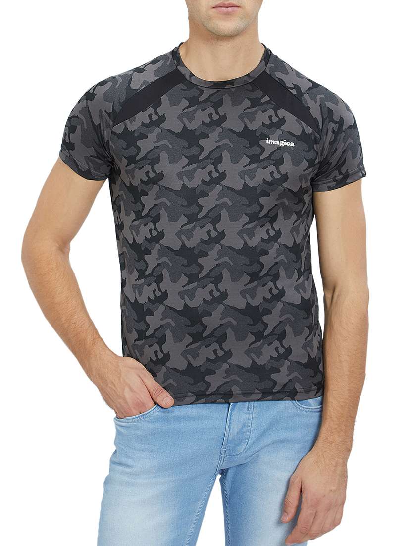 grey polyester front print t-shirt - 15744901 -  Zoom Image - 0