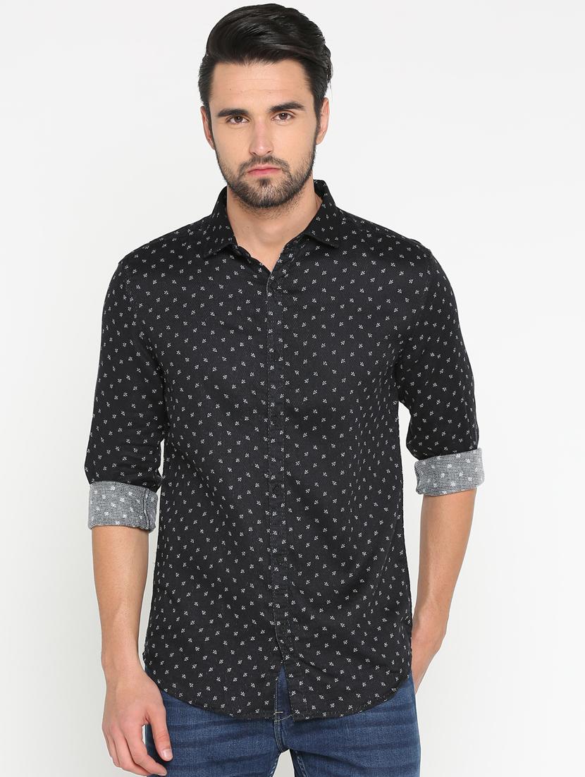 mens micro print casual shirt - 15747362 - Zoom Image - 0