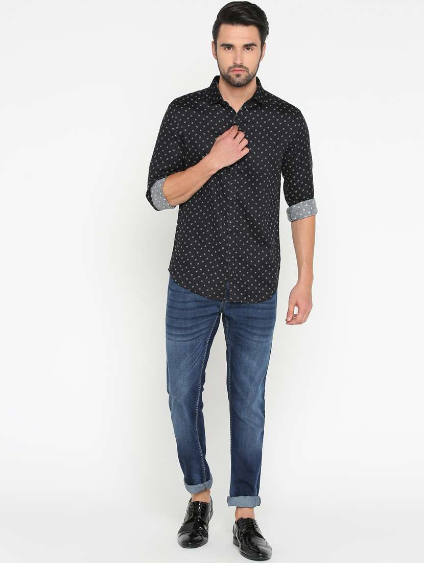 mens micro print casual shirt - 15747362 - Standard Image - 3