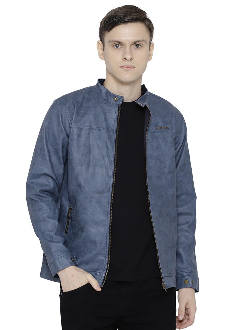 blue leather biker jacket - 15747864 -  Zoom Image - 0