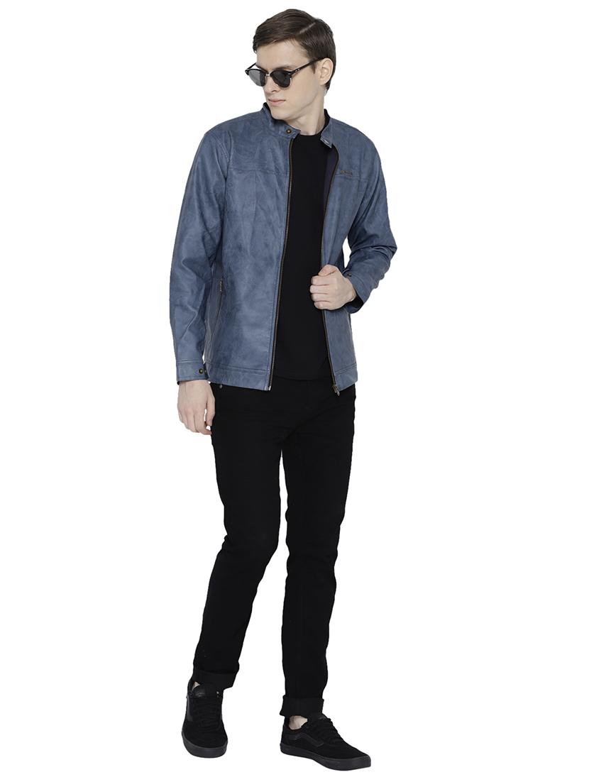 blue leather biker jacket - 15747864 - Standard Image - 3