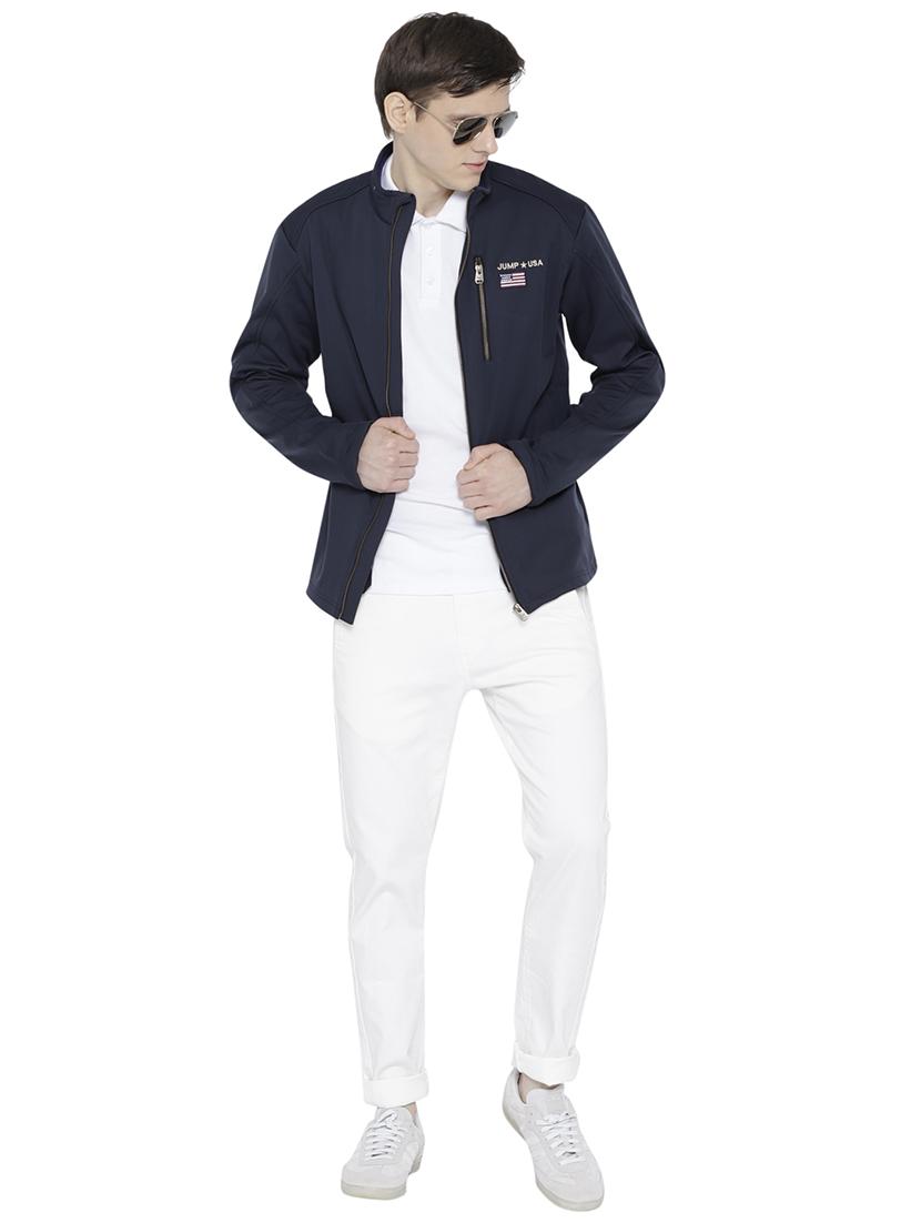 navy blue polyester casual jacket - 15747865 - Standard Image - 3