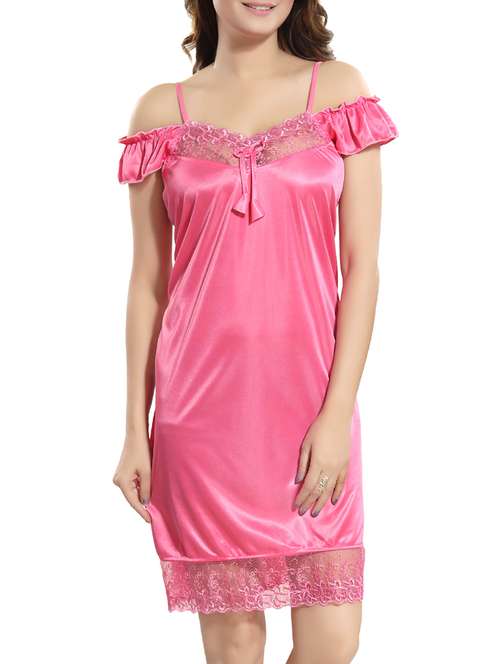 lace trim bow detail nighty - 15747909 - Standard Image - 0