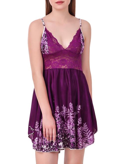 floral lace panel babydoll - 15747911 - Standard Image - 0