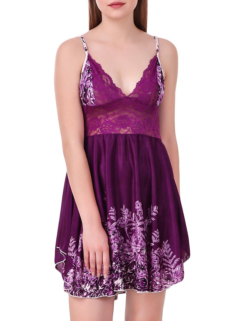 floral lace panel babydoll - 15747911 - Zoom Image - 0