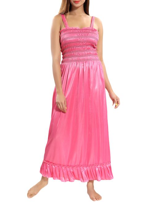 smocked frilled hem satin nighty - 15747913 - Standard Image - 0
