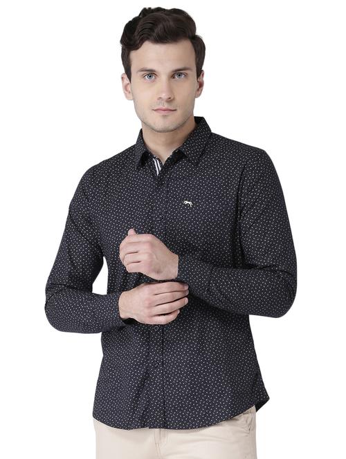 navy blue printed casual shirt - 15747953 - Standard Image - 0