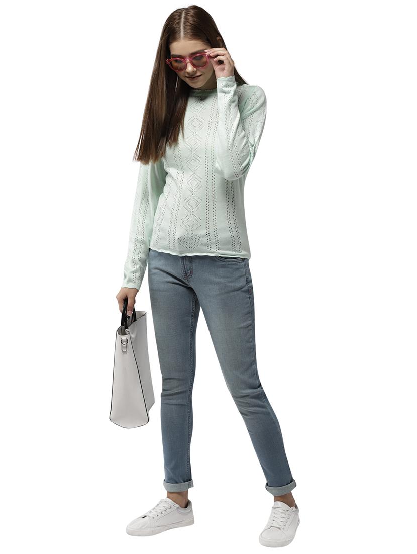 pointelle knit acrylic pullover - 15748088 - Standard Image - 3