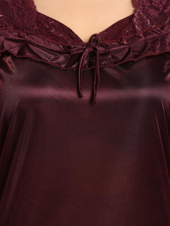lace neck bow detail satin nightgown - 15748128 - Standard Image - 3