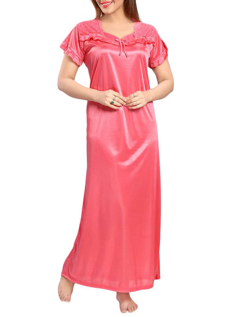 lace neck bow detail satin nightgown - 15748129 - Zoom Image - 0