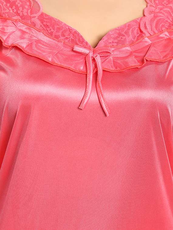 lace neck bow detail satin nightgown - 15748129 - Standard Image - 3