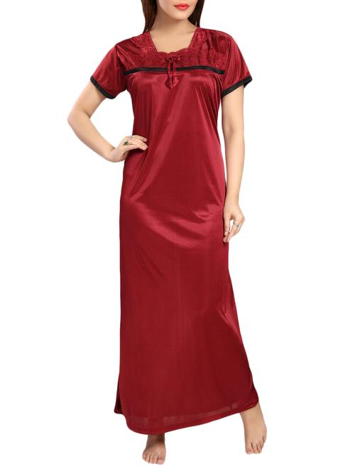 contrast piping lace detail nightgown - 15748130 - Standard Image - 0