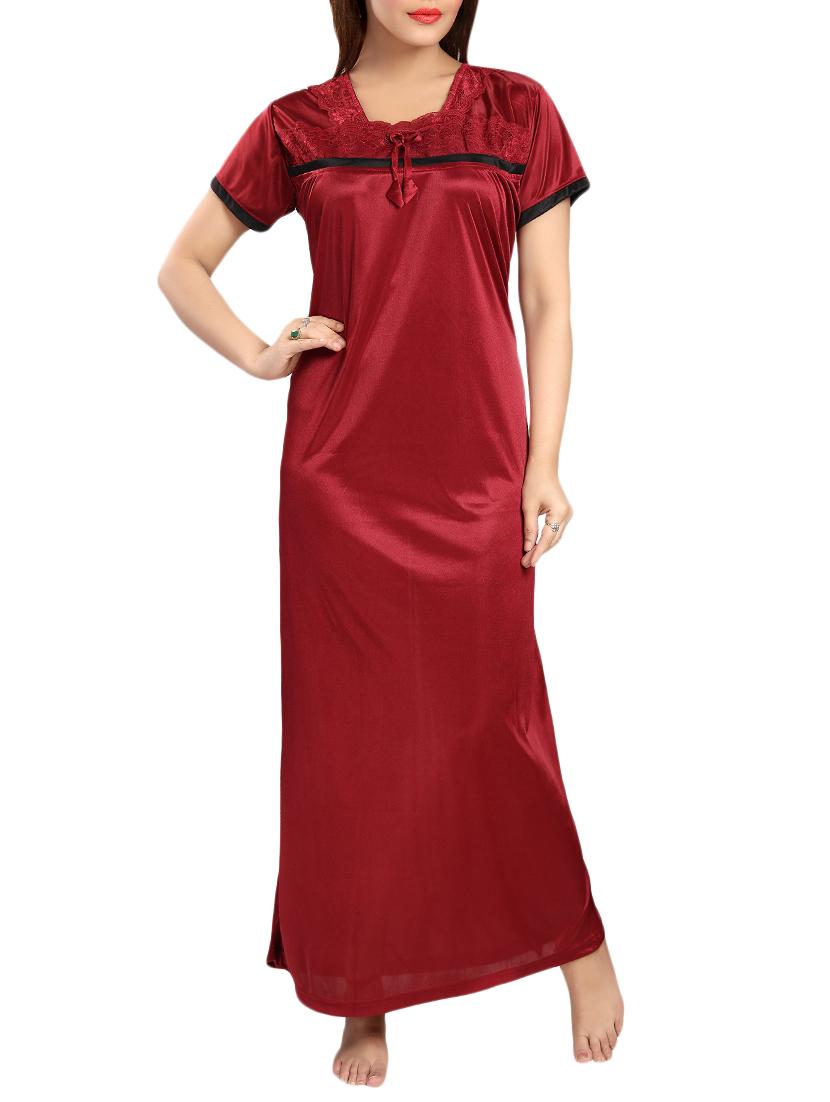 contrast piping lace detail nightgown - 15748130 - Zoom Image - 0