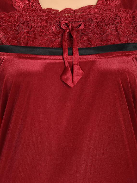 contrast piping lace detail nightgown - 15748130 - Standard Image - 3