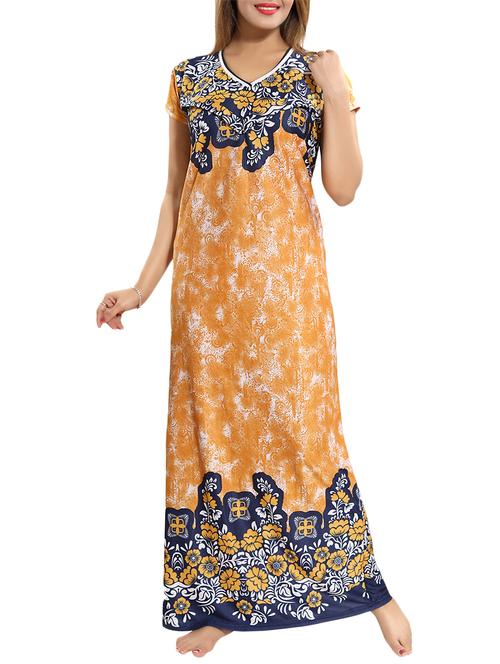 yellow satin maternity wear nightgown - 15748141 - Standard Image - 0