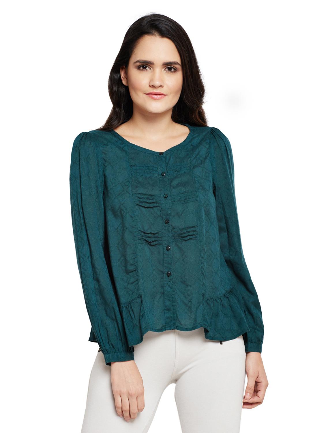 gathered hem button up top - 15750543 - Zoom Image - 0