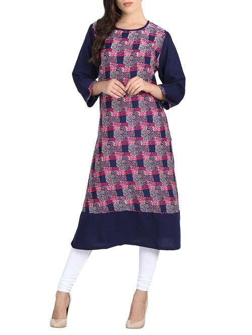 printed straight kurta - 15750959 -  Standard Image - 0