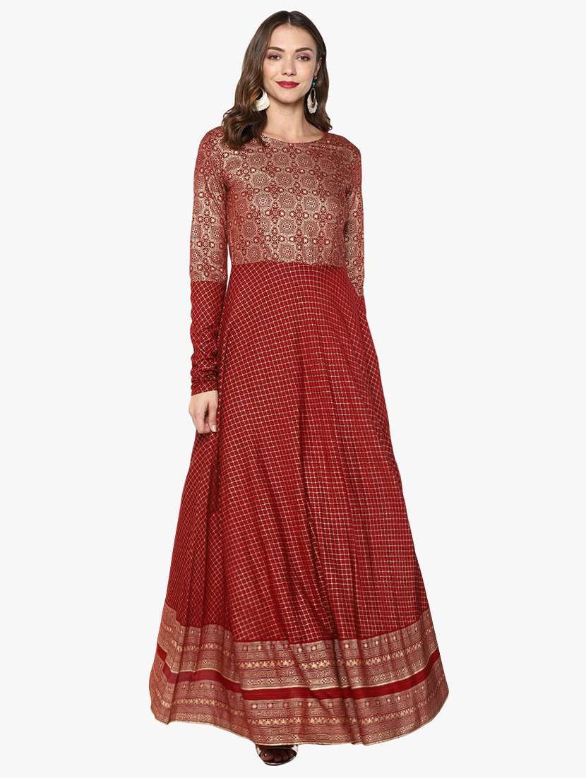 foil print churidar sleeves flared kurta