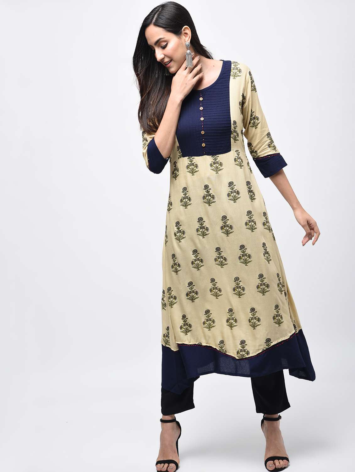 a-line printed kurta