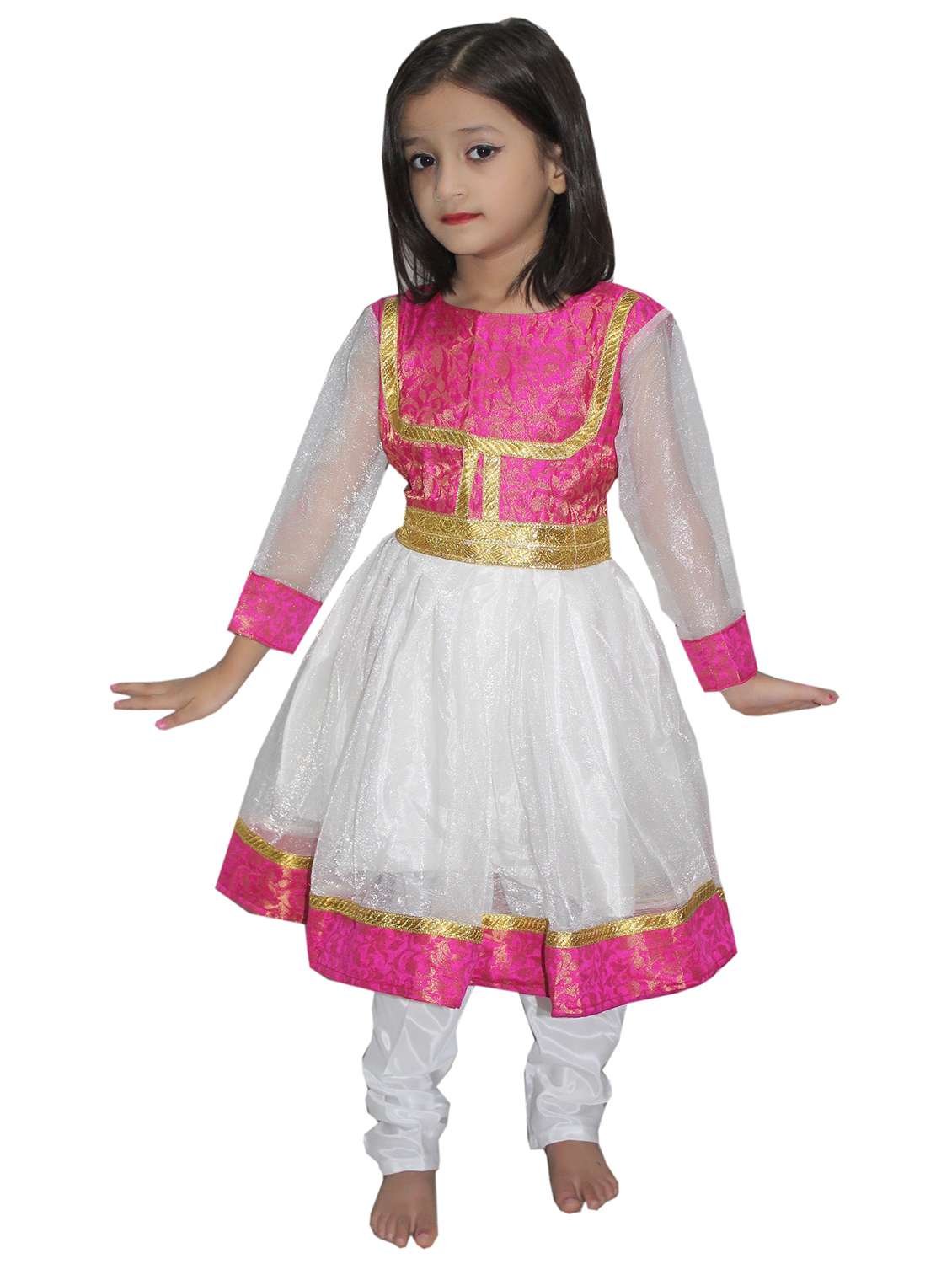 white polyester anarkali costume